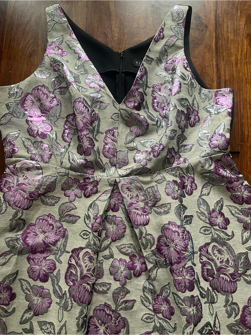 ELOQUII Metallic Floral Jacquard A-Line Dress — Size 22 - Picture 8 of 10